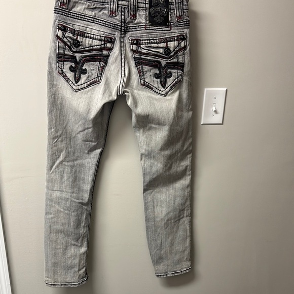 Rock Revival Gray Slim Straight Jeans with Distinctive Design - Picture 7 of 14
